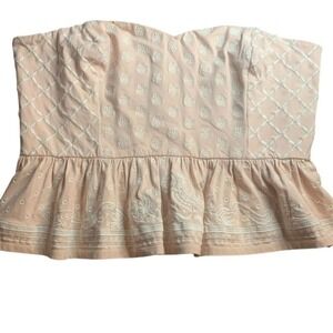 Women's XL Pink Strapless Embroidered‎ Babydoll Coquette NWT